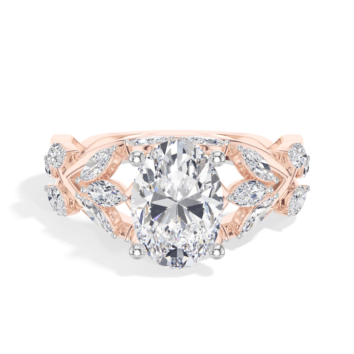 Oval Leaf-Vine Lab Grown Diamond Fioria Engagement Ring