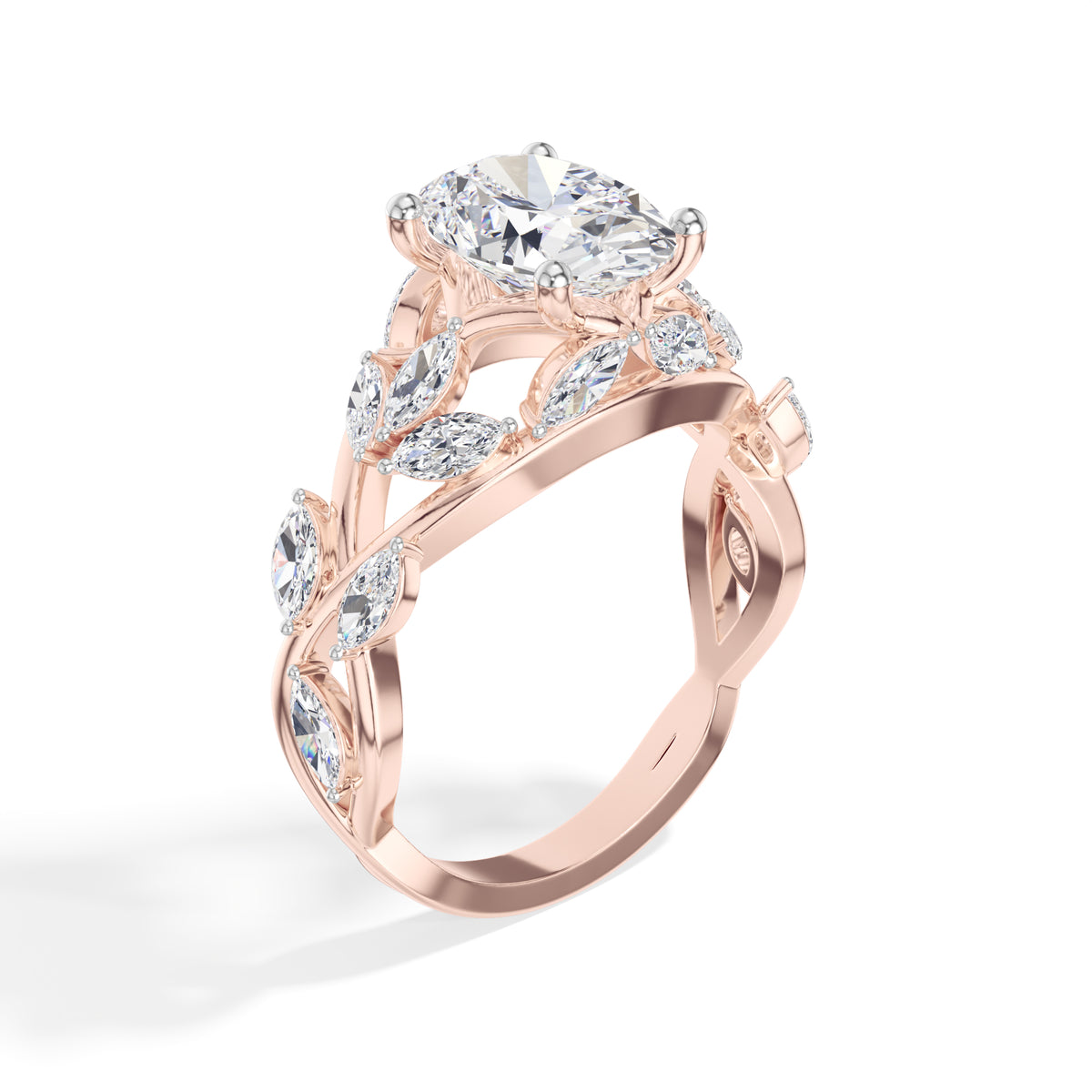 Oval Leaf-Vine Lab Grown Diamond Fioria Engagement Ring