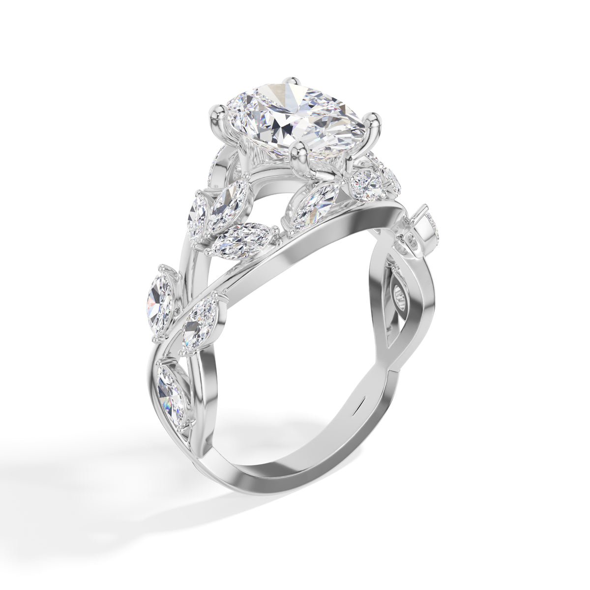 Oval Leaf-Vine Lab Grown Diamond Fioria Engagement Ring