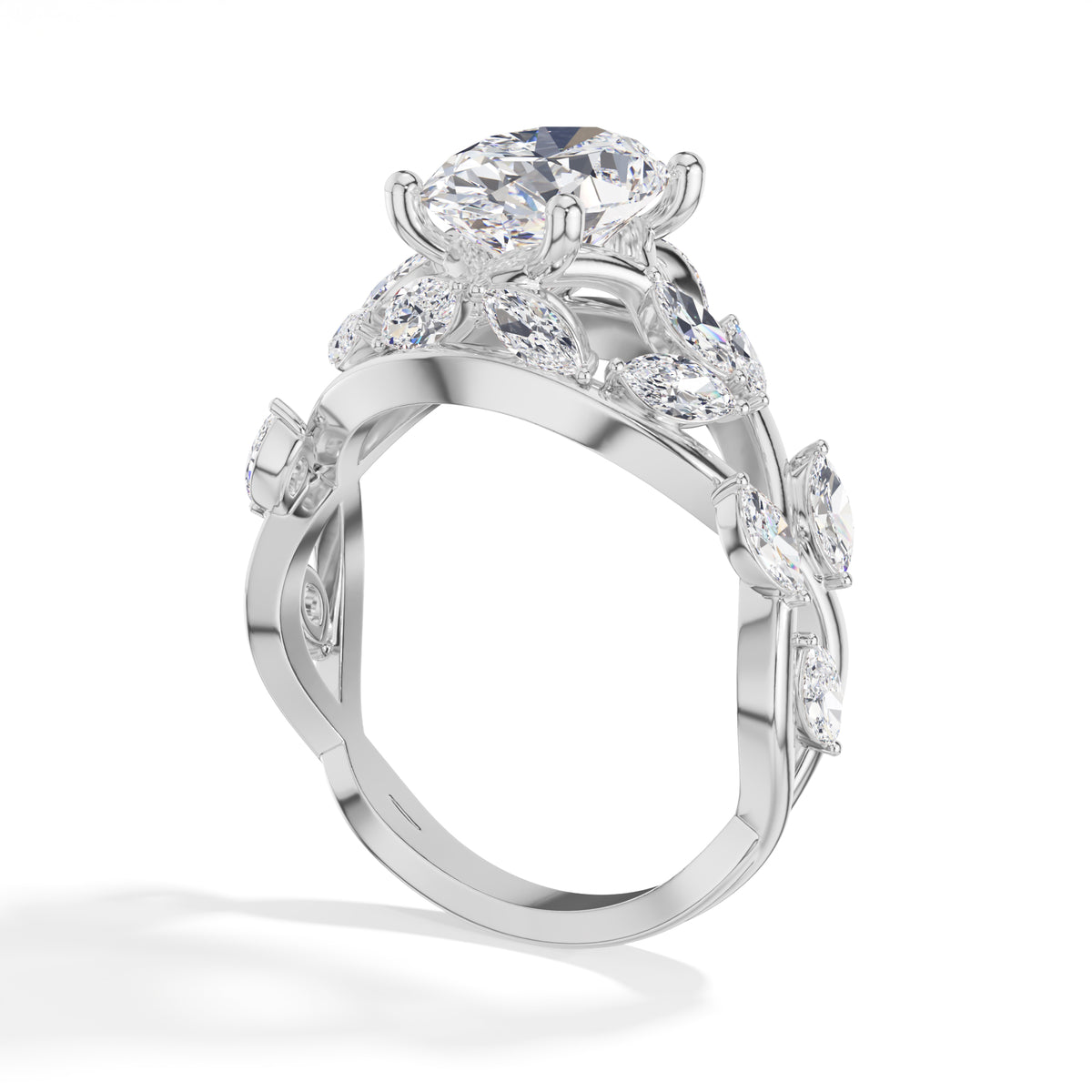 Oval Leaf-Vine Lab Grown Diamond Fioria Engagement Ring