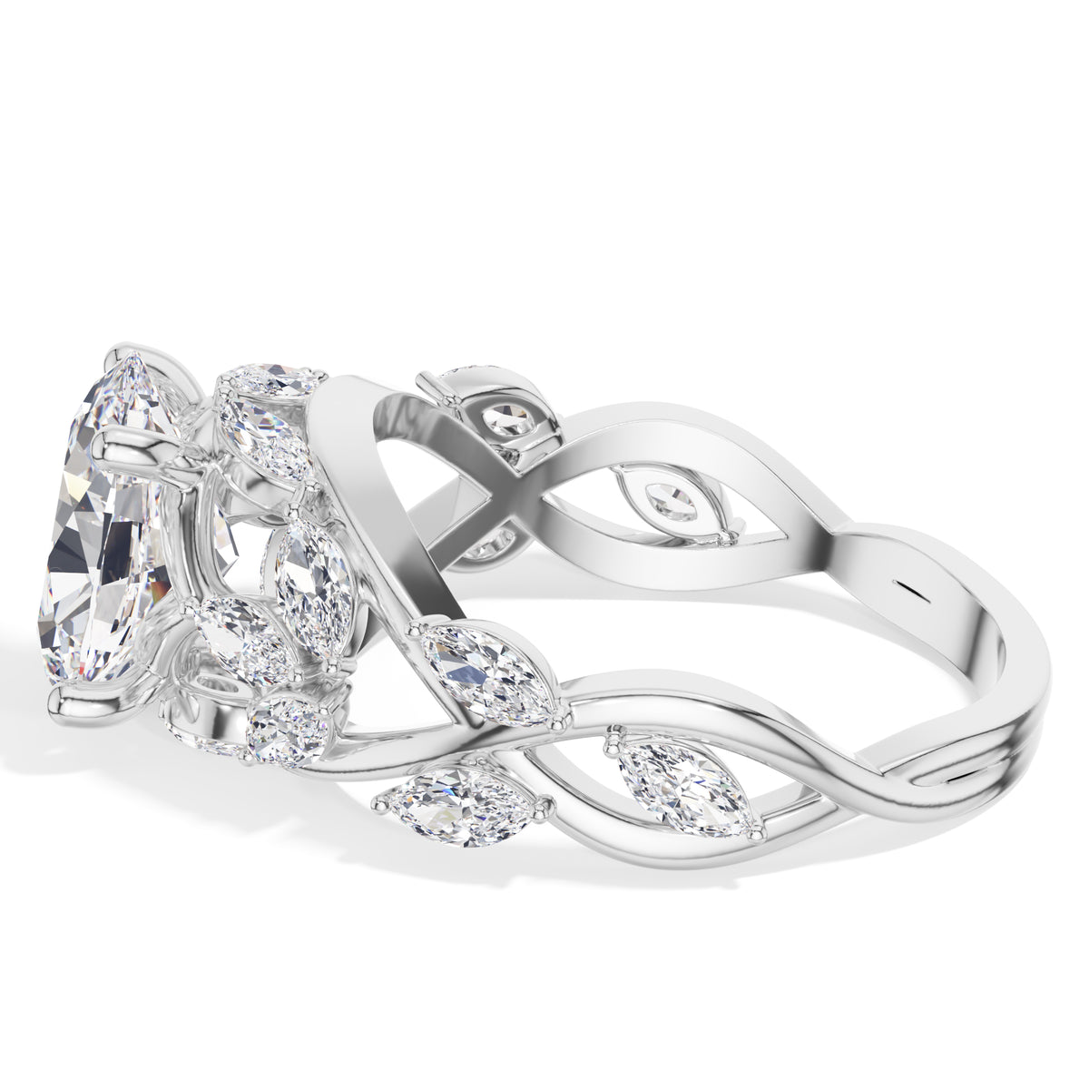 Oval Leaf-Vine Lab Grown Diamond Fioria Engagement Ring