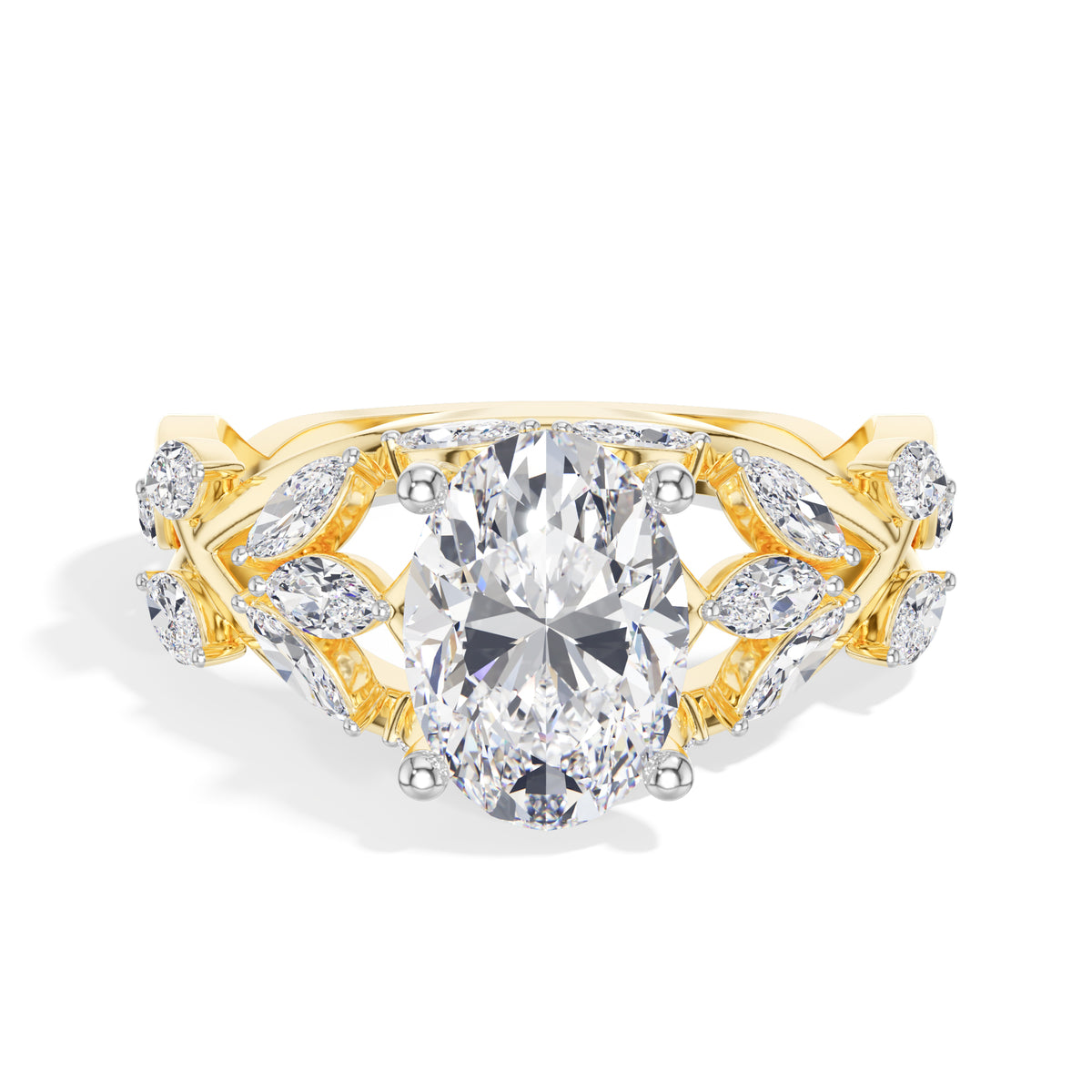 Oval Leaf-Vine Lab Grown Diamond Fioria Engagement Ring