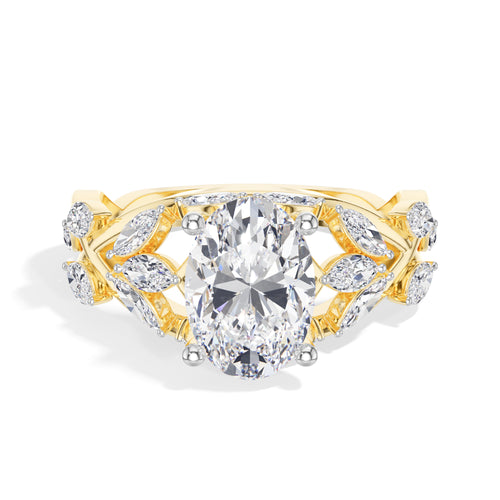 Oval Leaf-Vine Lab Grown Diamond Fioria Engagement Ring