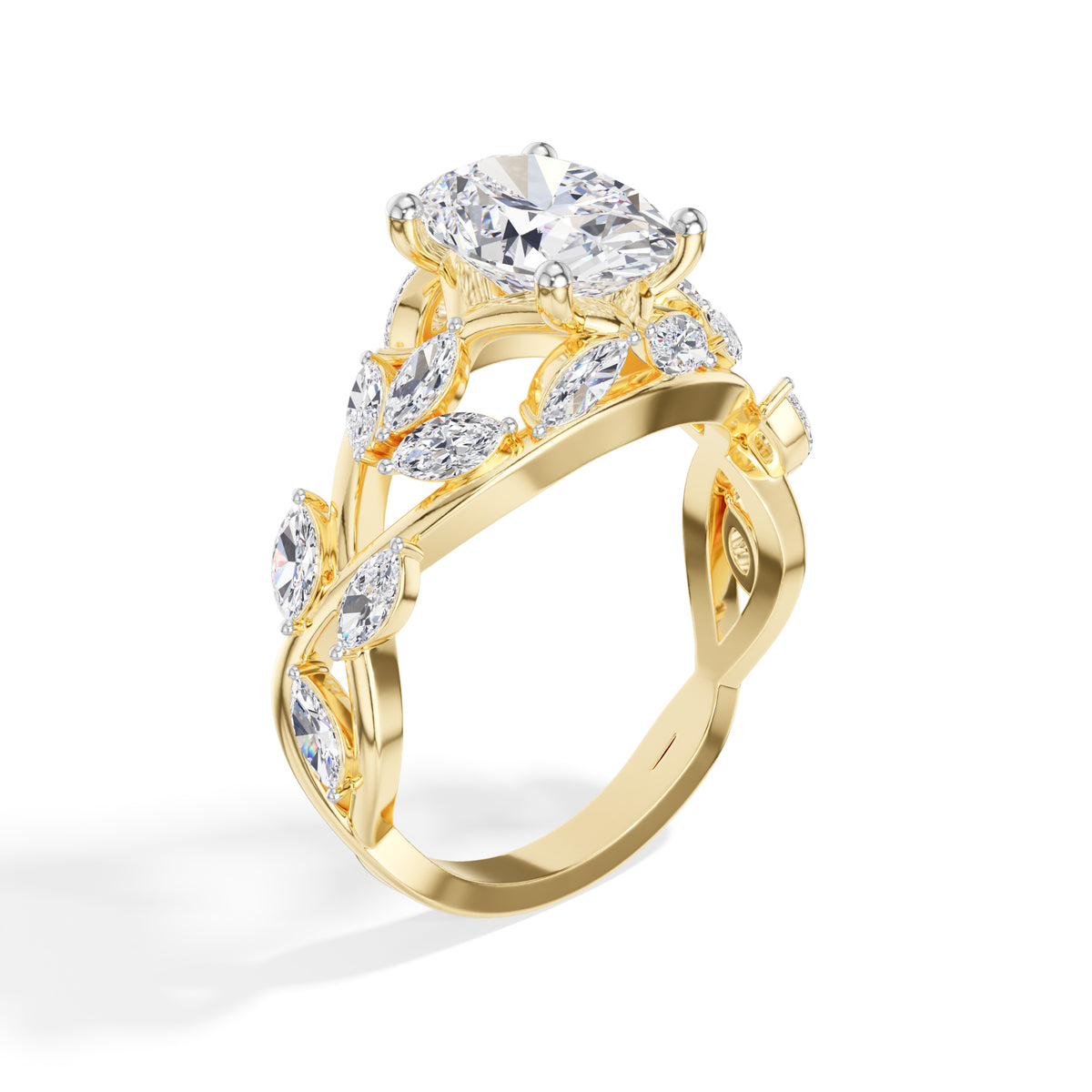 Oval Leaf-Vine Lab Grown Diamond Fioria Engagement Ring