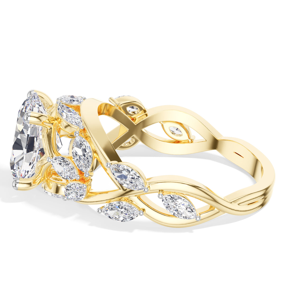 Oval Leaf-Vine Lab Grown Diamond Fioria Engagement Ring