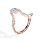 Oval pave setting lab grown diamond comet ring