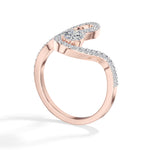 Oval pave setting lab grown diamond comet ring