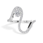 Oval pave setting lab grown diamond comet ring