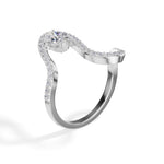 Oval pave setting lab grown diamond comet ring
