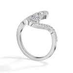 Oval pave setting lab grown diamond comet ring