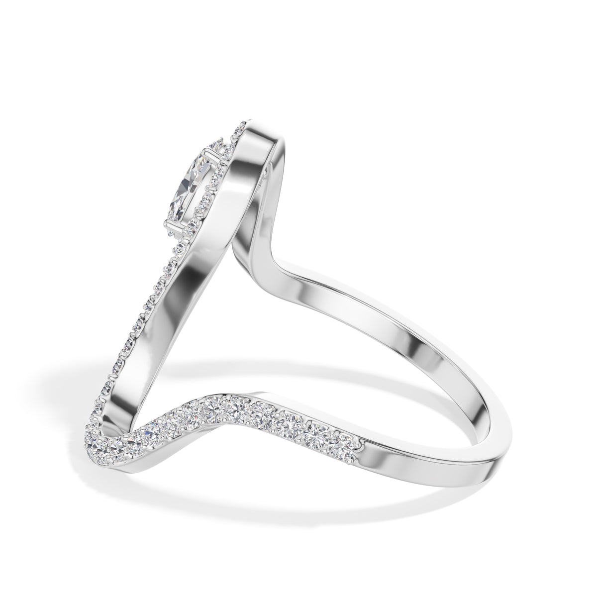 Oval pave setting lab grown diamond comet ring
