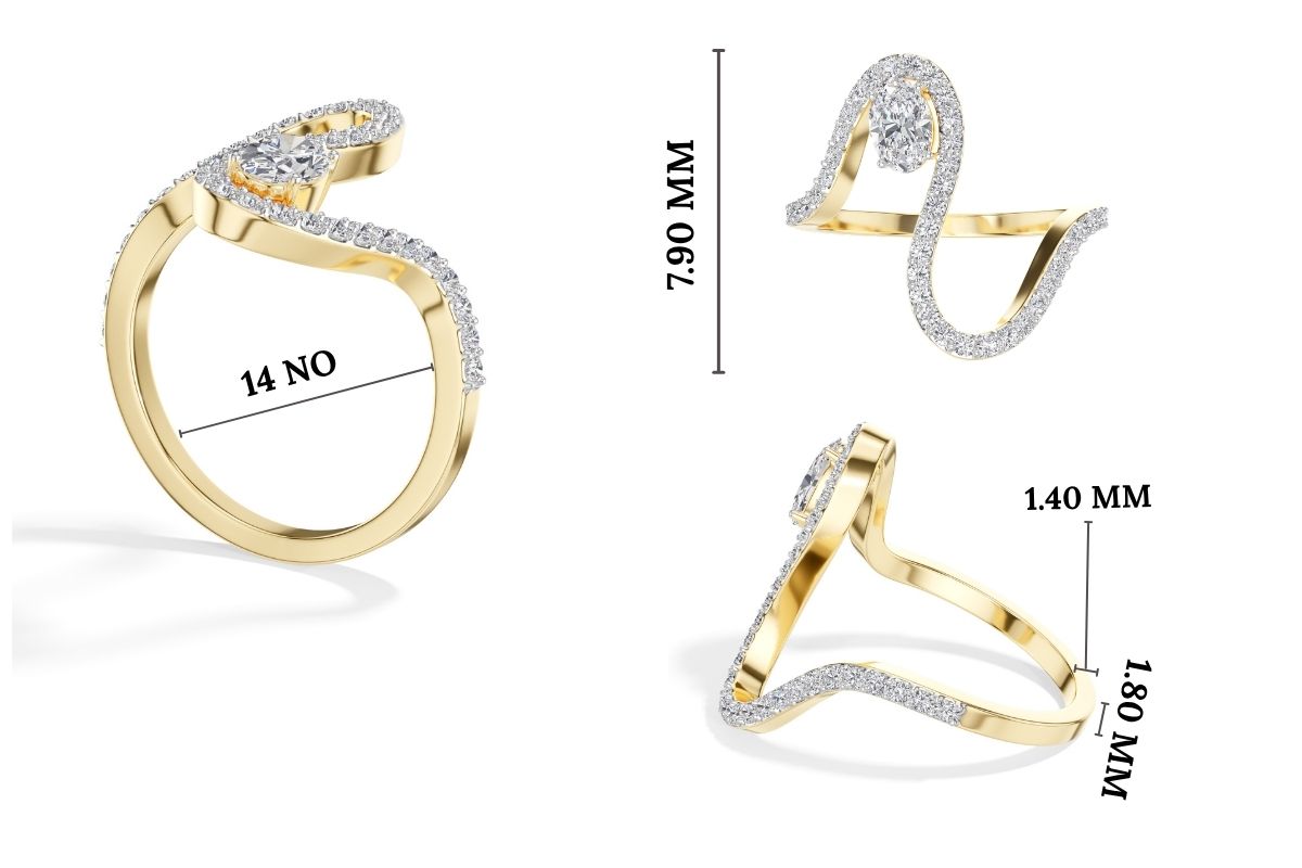 Oval pave setting lab grown diamond comet ring