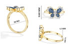 Blue stone pear butterfly lab grown diamond papillon ring