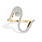 Oval pave setting lab grown diamond comet ring