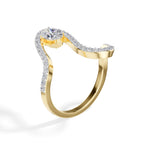 Oval pave setting lab grown diamond comet ring