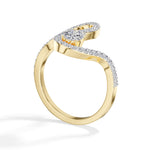 Oval pave setting lab grown diamond comet ring
