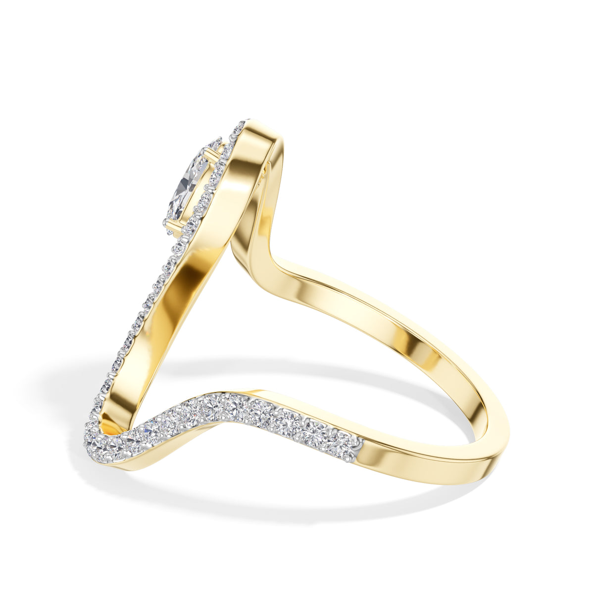 Oval pave setting lab grown diamond comet ring