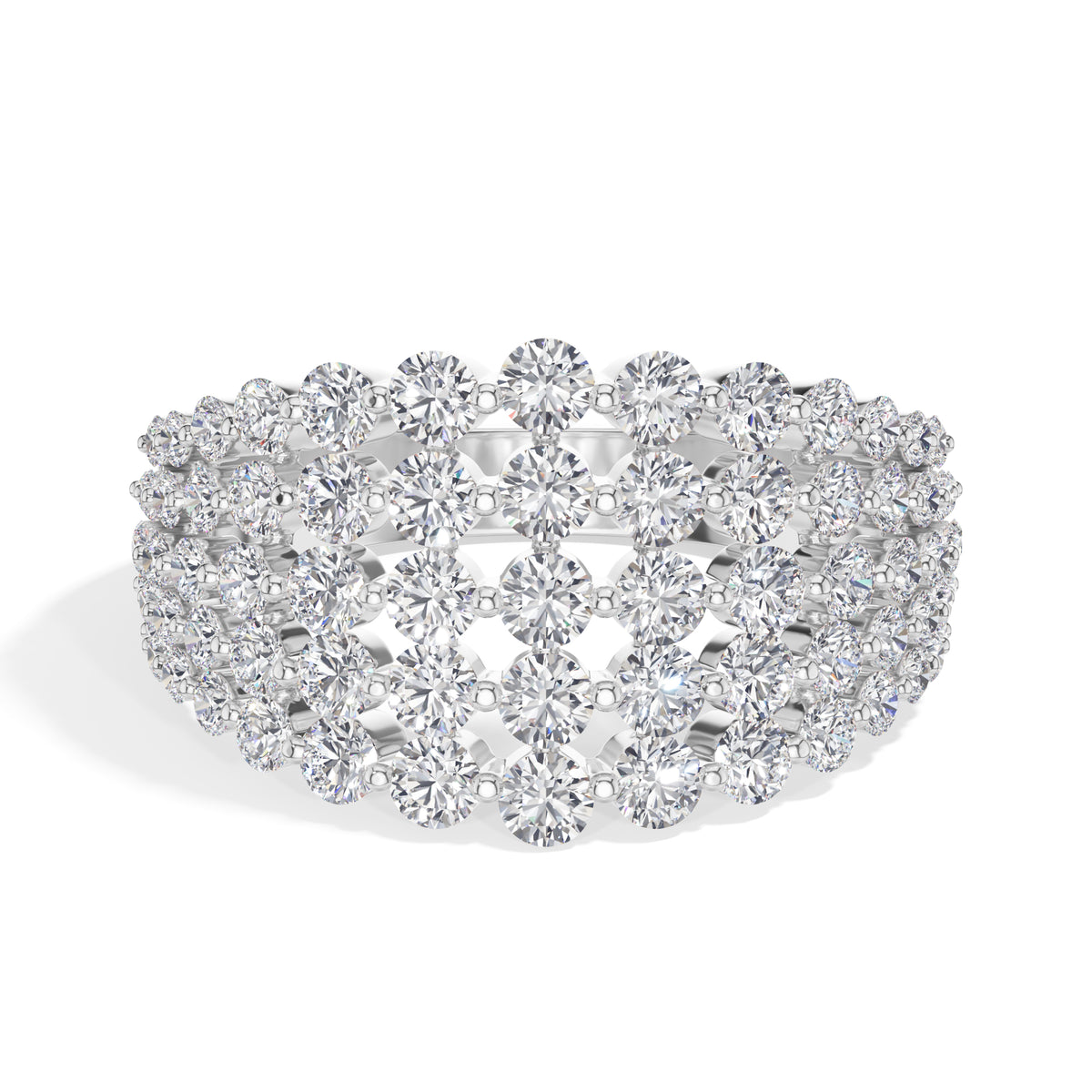 Multi row cluster band round lab grown diamond soleil ring