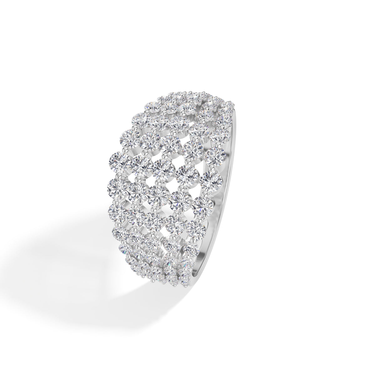 Multi row cluster band round lab grown diamond soleil ring