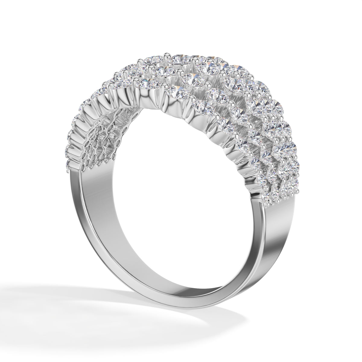 Multi row cluster band round lab grown diamond soleil ring