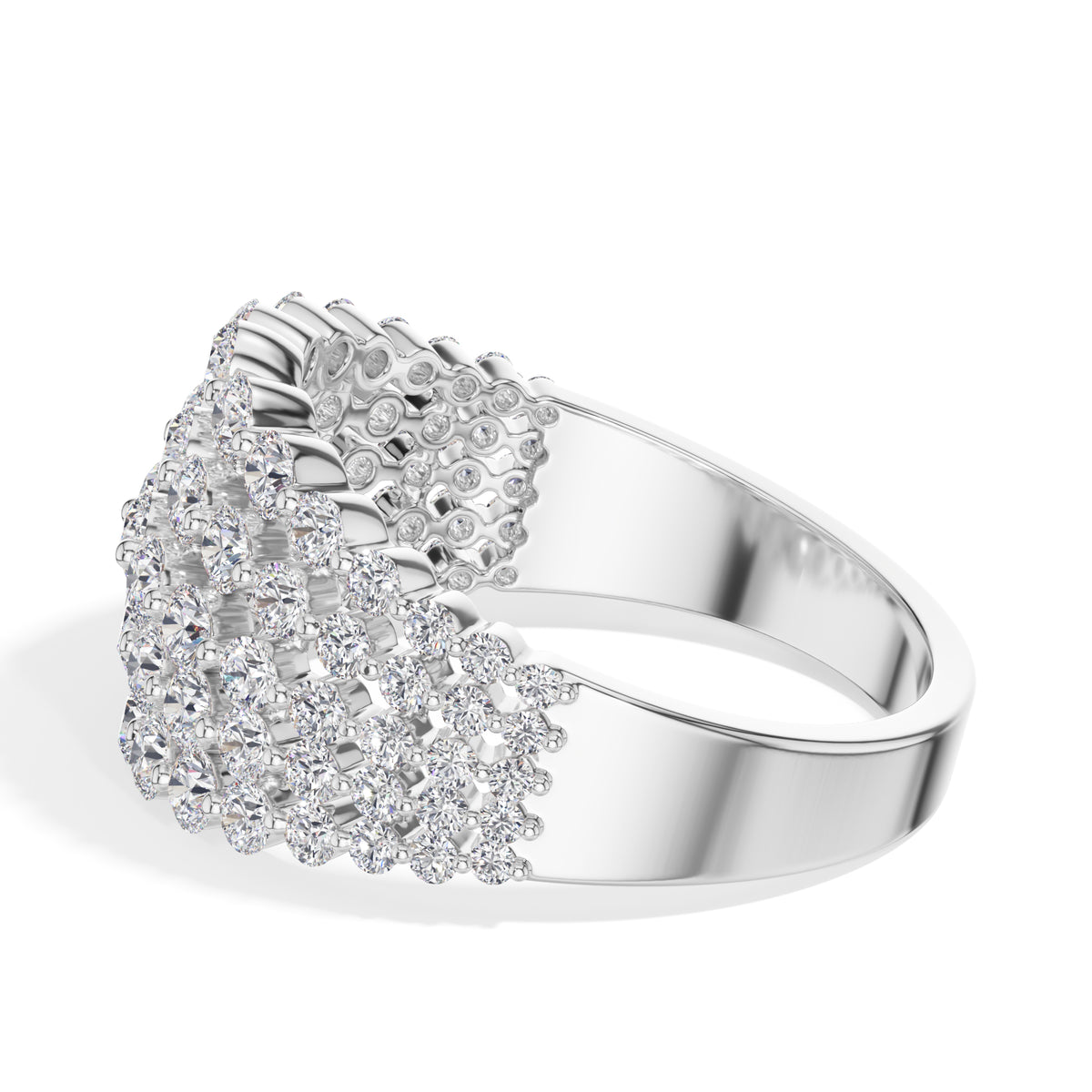 Multi row cluster band round lab grown diamond soleil ring