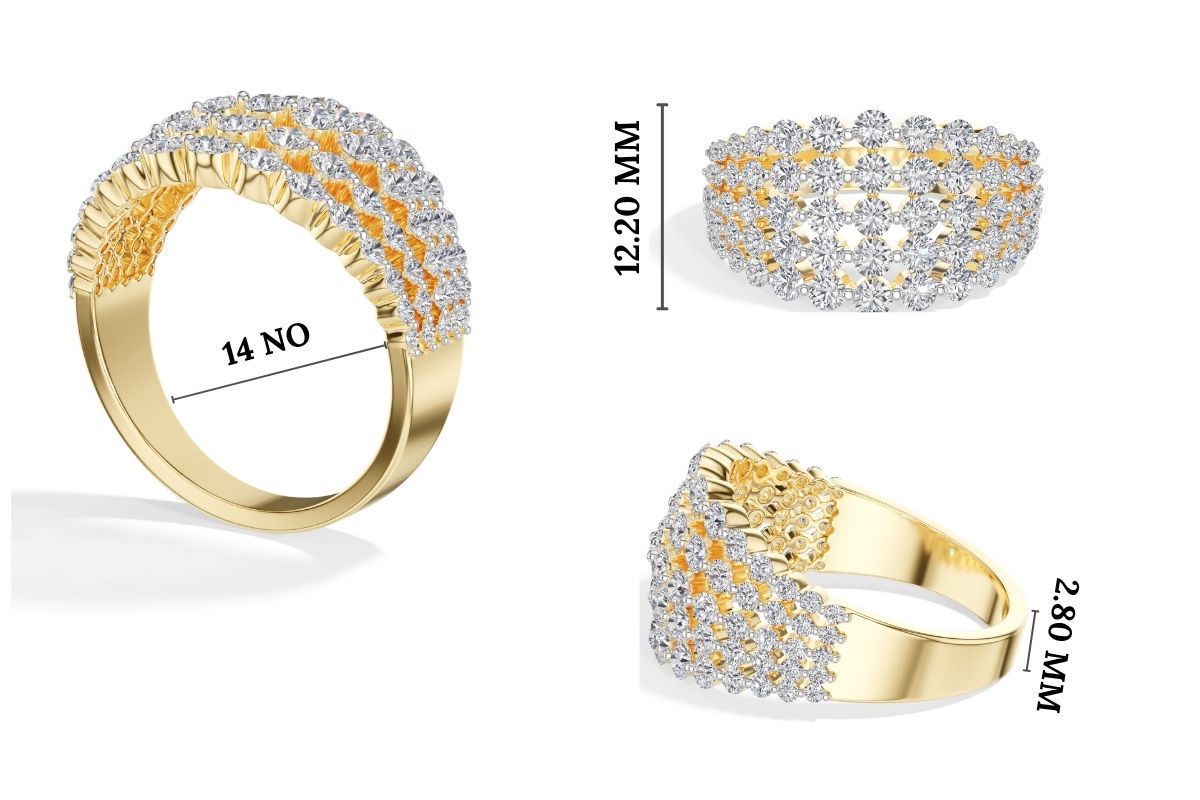 Multi row cluster band round lab grown diamond soleil ring
