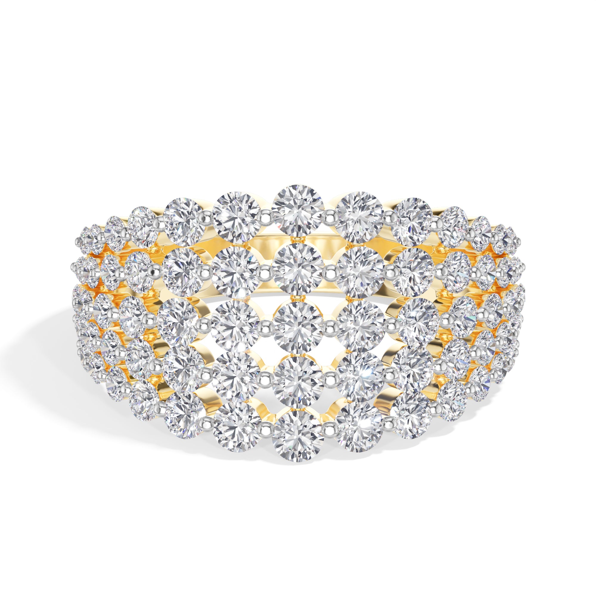 Multi row cluster band round lab grown diamond soleil ring