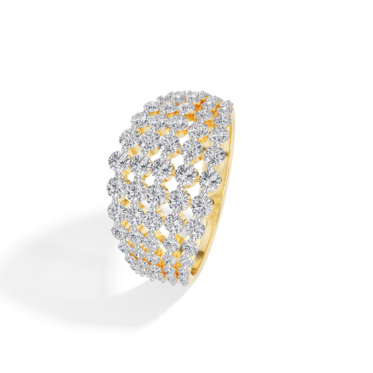 Multi row cluster band round lab grown diamond soleil ring