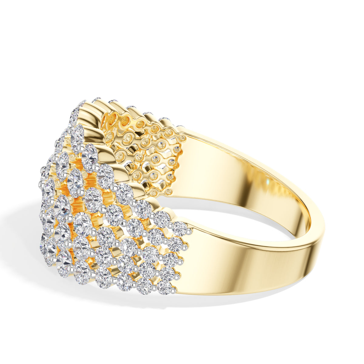 Multi row cluster band round lab grown diamond soleil ring