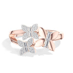 Twin floral round baguette lab grown diamond dalia ring