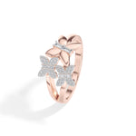 Twin floral round baguette lab grown diamond dalia ring