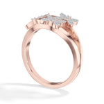 Twin floral round baguette lab grown diamond dalia ring