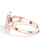 Twin floral round baguette lab grown diamond dalia ring