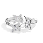 Twin floral round baguette lab grown diamond dalia ring
