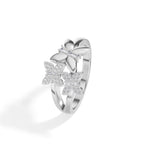 Twin floral round baguette lab grown diamond dalia ring