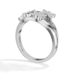 Twin floral round baguette lab grown diamond dalia ring