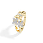 Twin floral round baguette lab grown diamond dalia ring