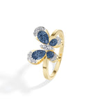 Blue stone pear butterfly lab grown diamond papillon ring