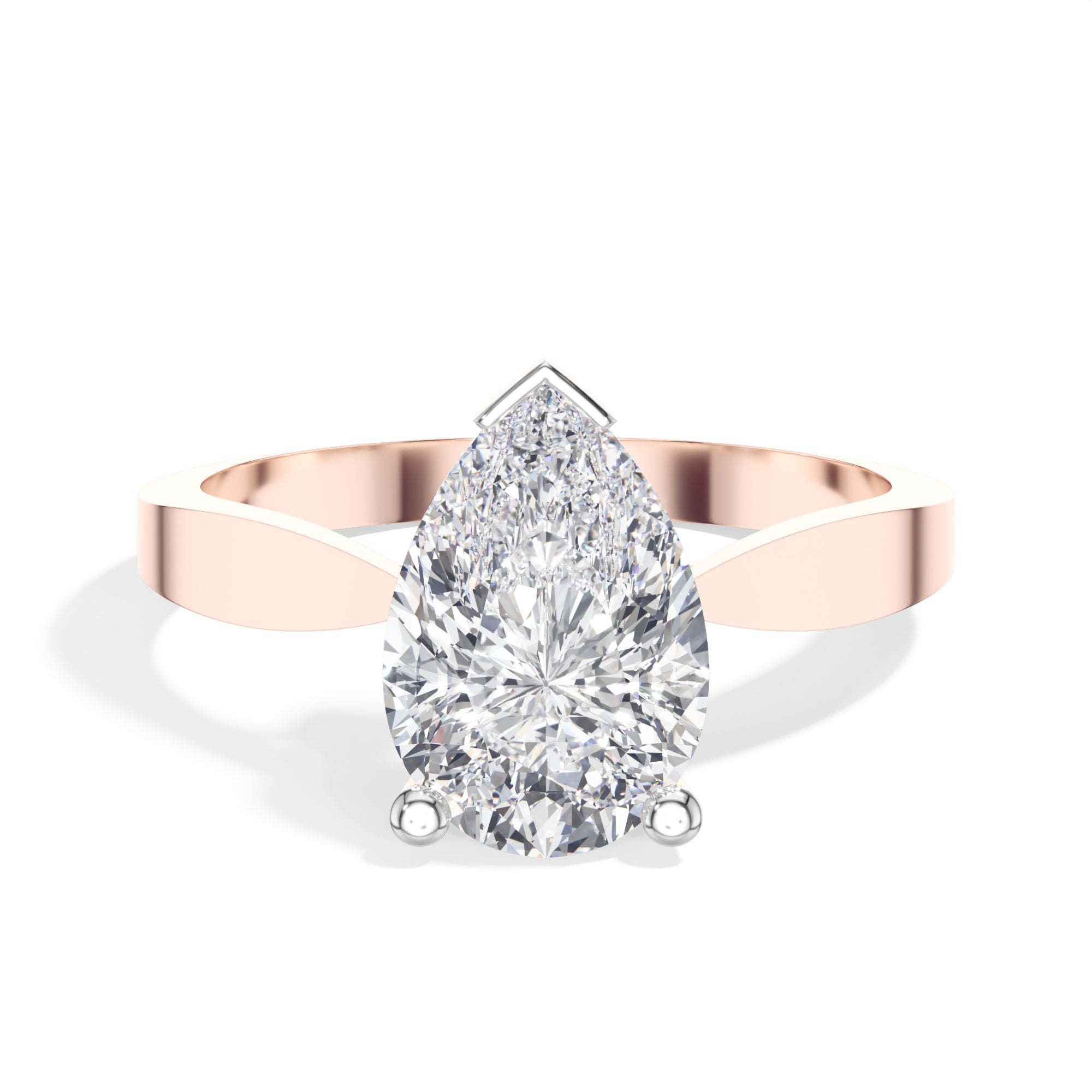 Rose Gold 3Ct Classic Solitaire Prong Setting Pear Lab Grown Diamond Zynor Ring