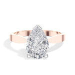 Rose Gold 3Ct Classic Solitaire Prong Setting Pear Lab Grown Diamond Zynor Ring