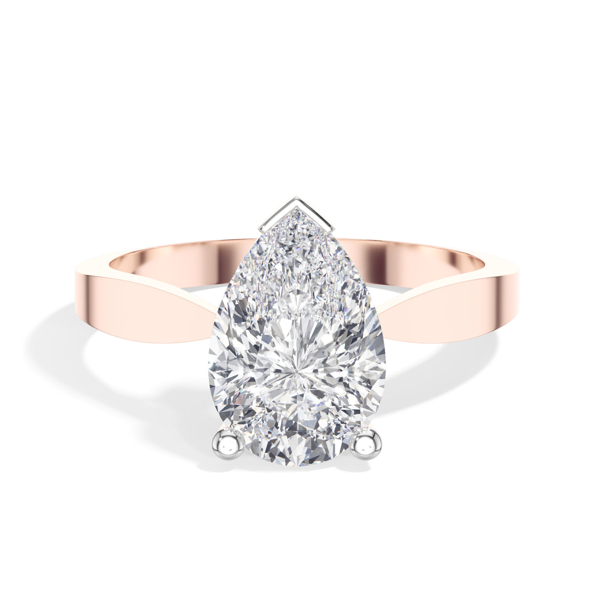 Rose Gold 3Ct Classic Solitaire Prong Setting Pear Lab Grown Diamond Zynor Ring