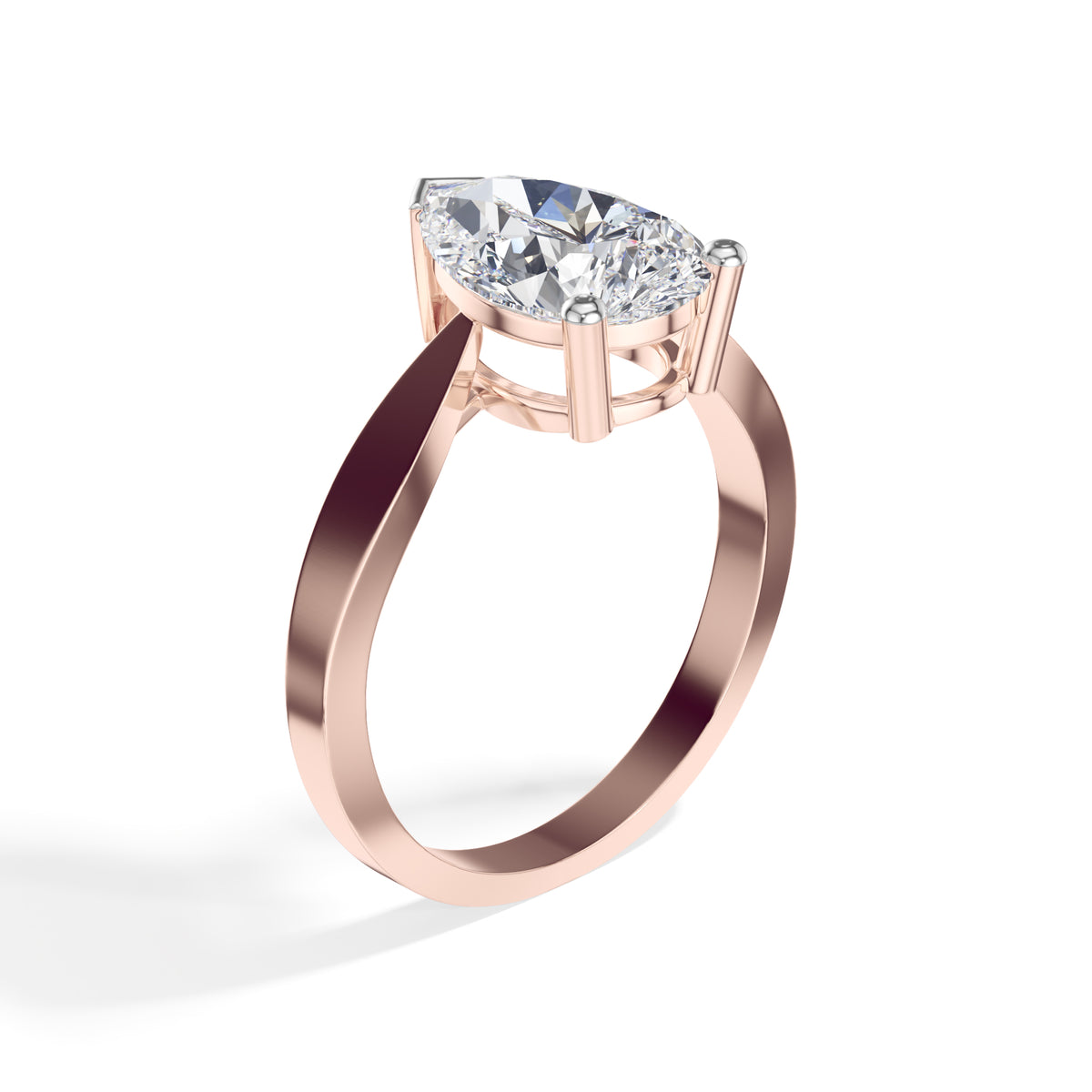 Rose Gold 3Ct Classic Solitaire Prong Setting Pear Lab Grown Diamond Zynor Ring