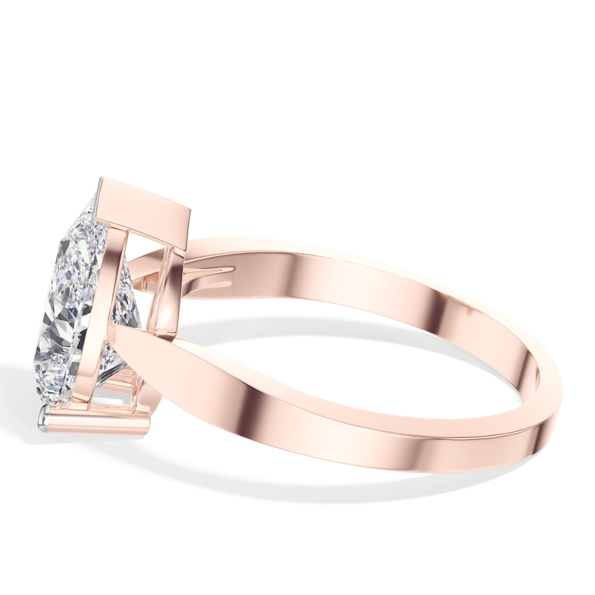 Rose Gold 3Ct Classic Solitaire Prong Setting Pear Lab Grown Diamond Zynor Ring