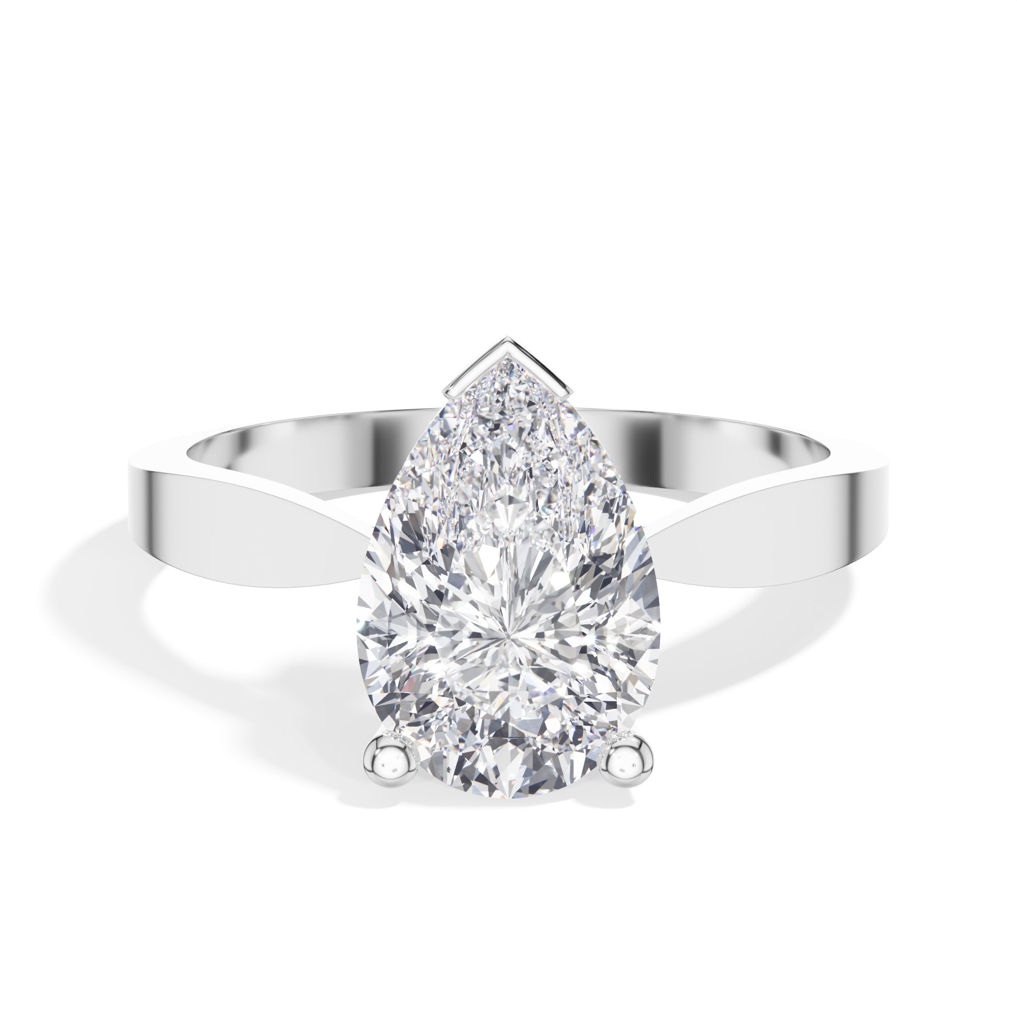 White Gold 3Ct Classic Solitaire Prong Setting Pear Lab Grown Diamond Zynor Ring