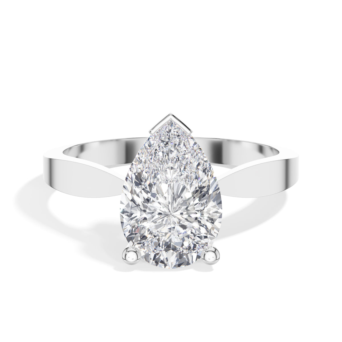 White Gold 3Ct Classic Solitaire Prong Setting Pear Lab Grown Diamond Zynor Ring