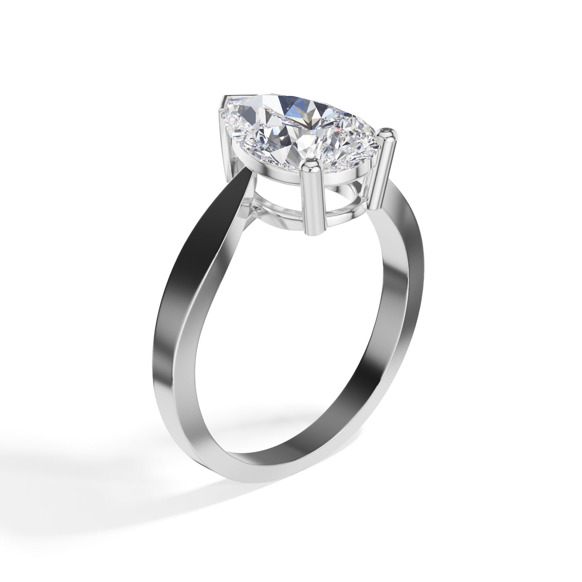 White Gold 3Ct Classic Solitaire Prong Setting Pear Lab Grown Diamond Zynor Ring