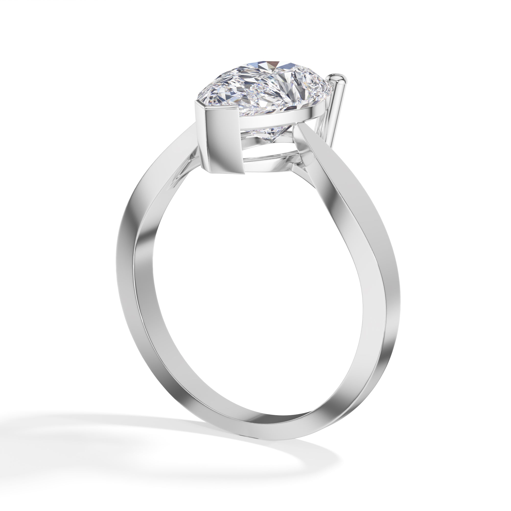 White Gold 3Ct Classic Solitaire Prong Setting Pear Lab Grown Diamond Zynor Ring