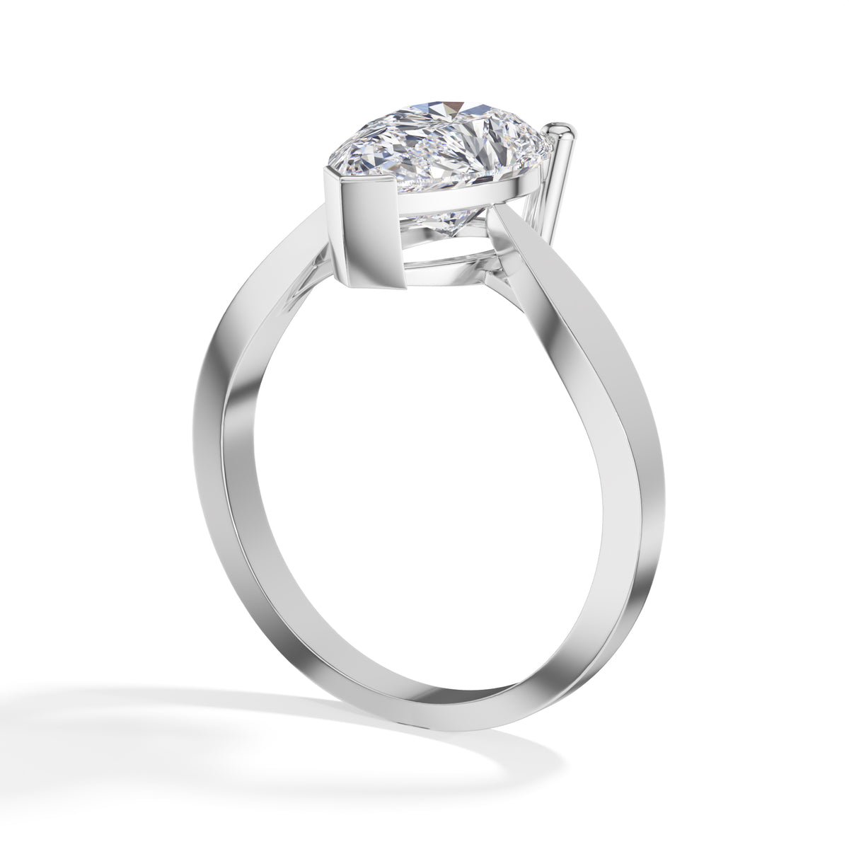 White Gold 3Ct Classic Solitaire Prong Setting Pear Lab Grown Diamond Zynor Ring