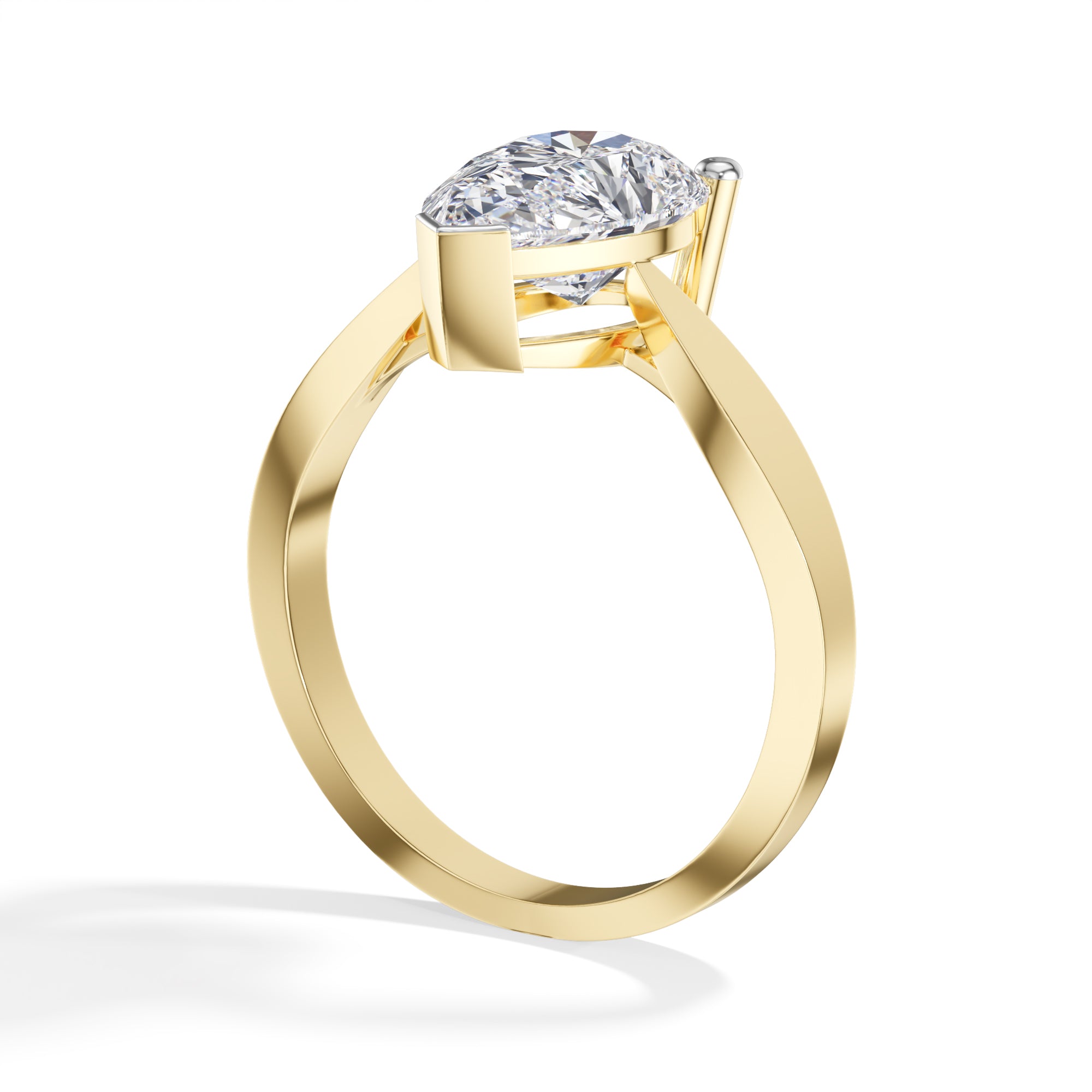 Yellow Gold 3Ct Classic Solitaire Prong Setting Pear Lab Grown Diamond Zynor Ring