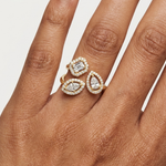 Gold 1Ct Multi Shape Halo Lab Grown Diamond Lacy Ring